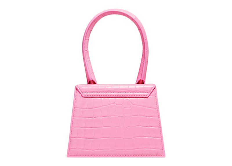 Jacquemus Le Chiquito Moyen Signature Handbag Croco Embossed Pink