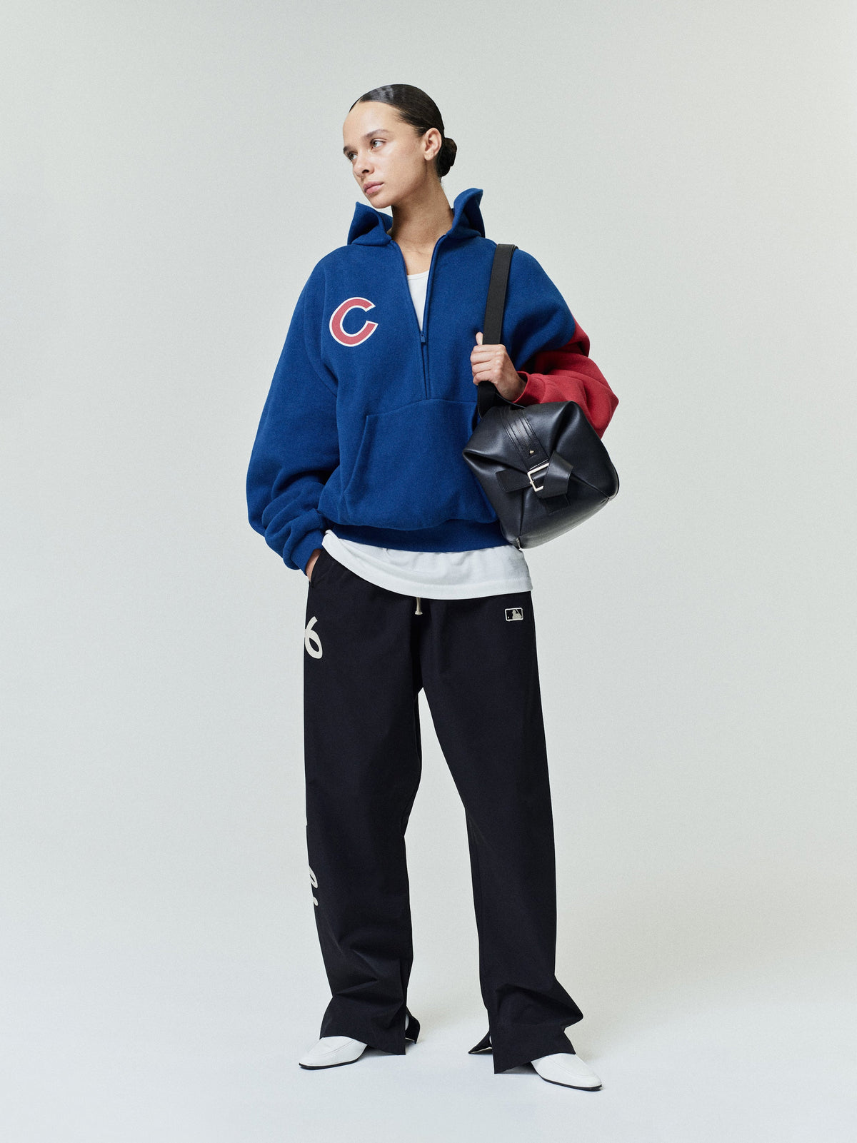Fear of God Essentials Cubs Raglan Half Zip Sport Hoodie Estate Blue/ Stone Red - Im Your Wardrobe