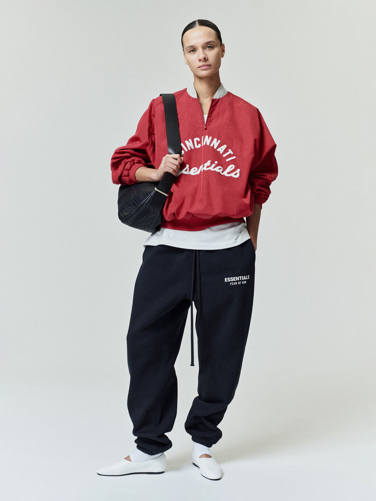 Fear of God Essentials Reds Half Zip Pullover Stone Red/ Seal Rib - Im Your Wardrobe