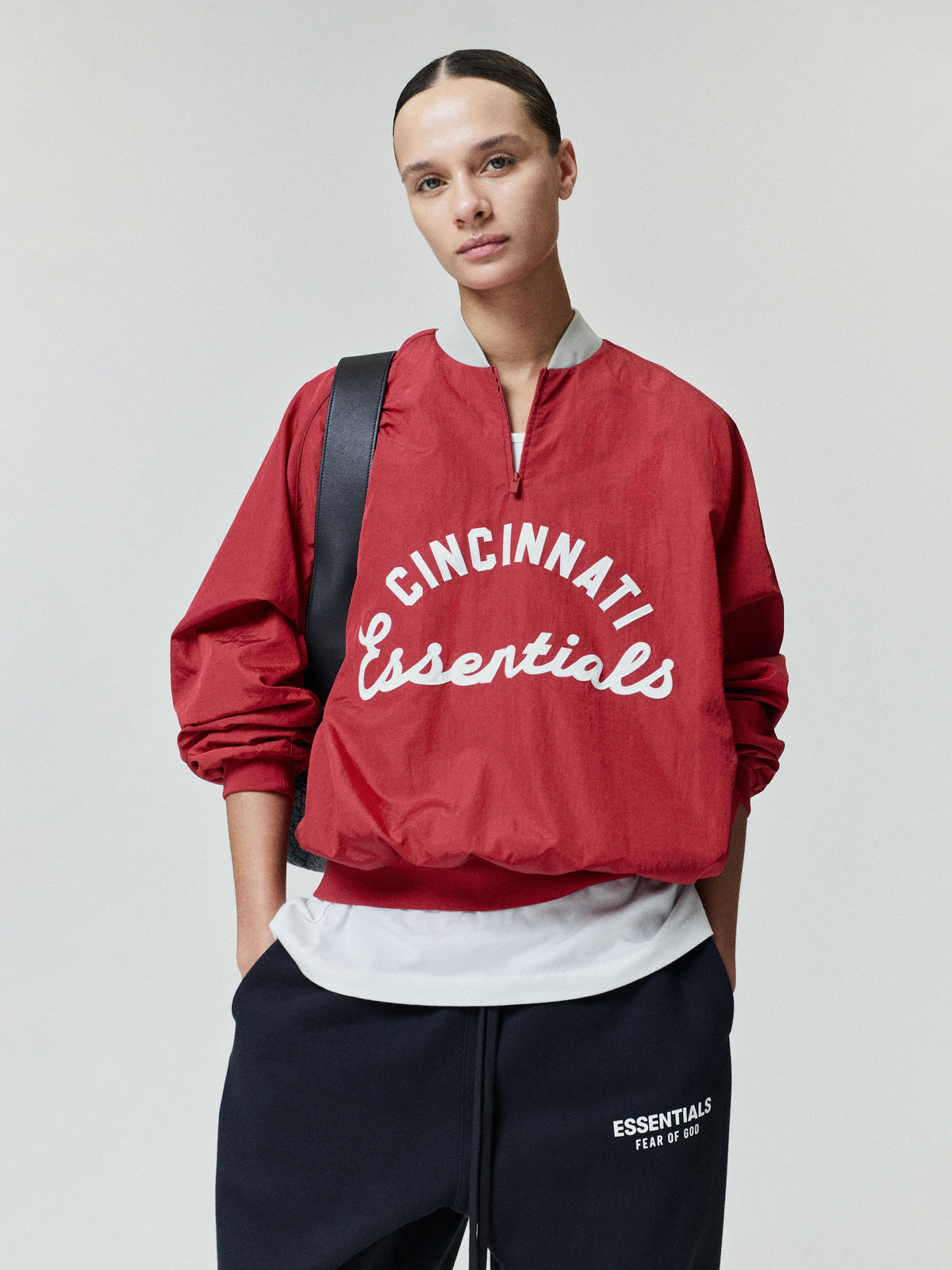 Fear of God Essentials Reds Half Zip Pullover Stone Red/ Seal Rib - Im Your Wardrobe