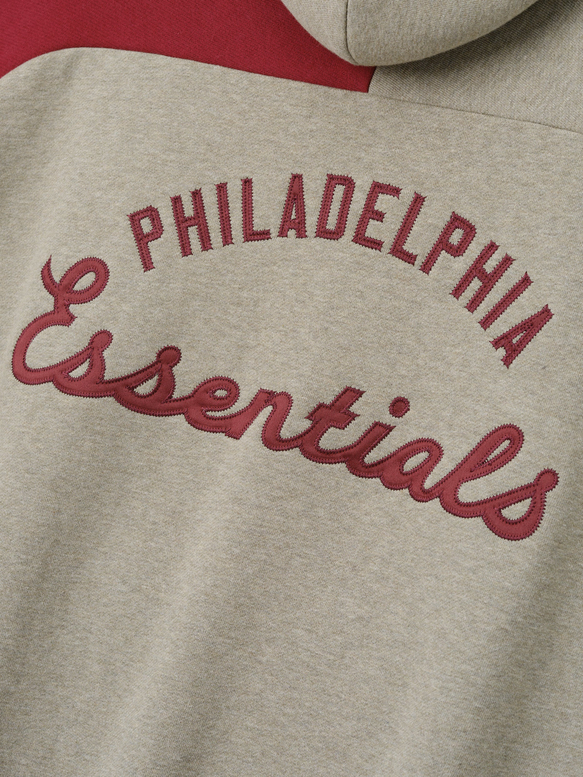 Fear of God Essentials Phillies Raglan Half Zip Sport Hoodie Seal Heather/ Cabernet - Im Your Wardrobe