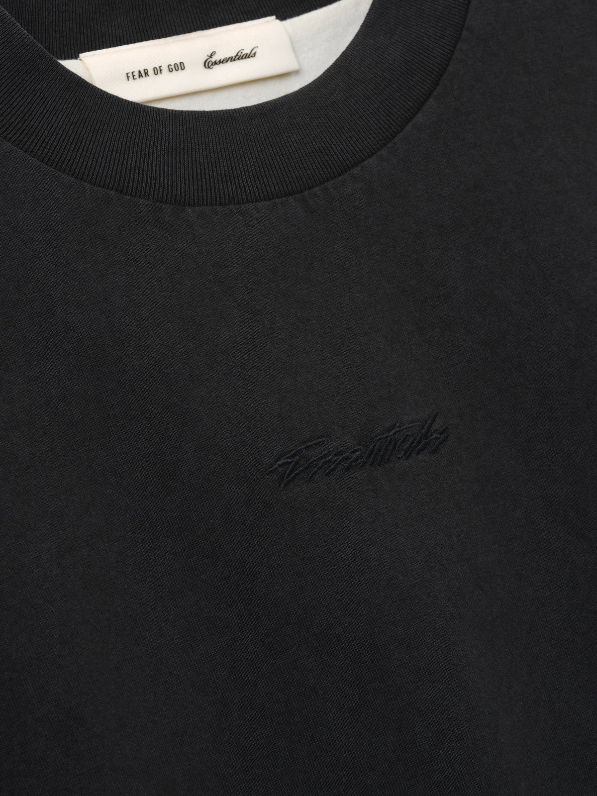 Fear of God Essentials Classic Double Layer Tee Washed Vintage Black
