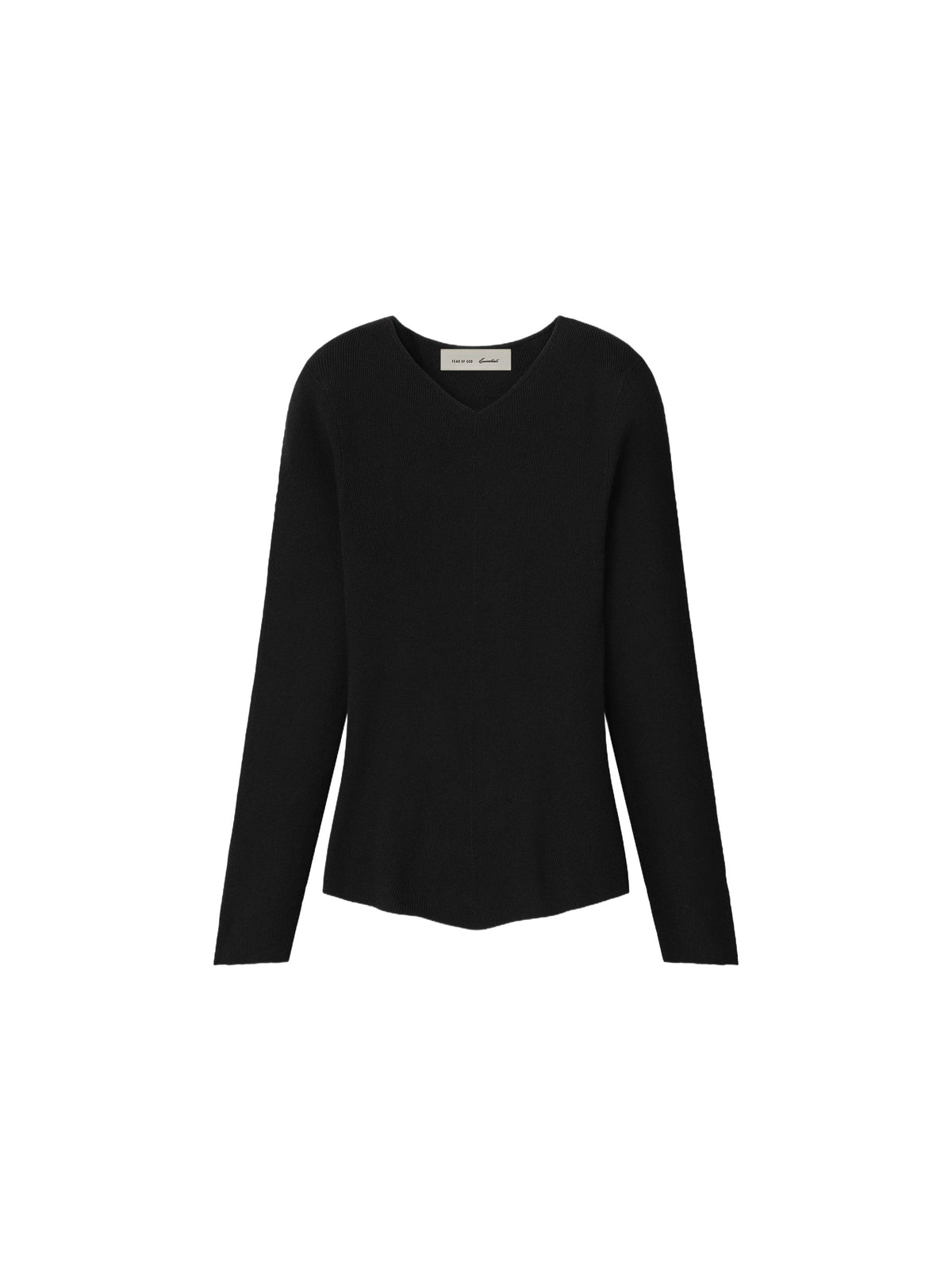 Fear of God Essentials Women's Rib Knit Chevron V-Neck Vintage Black