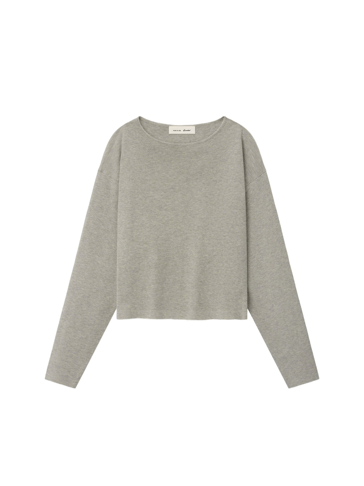 Fear of God Essentials Women's Rib Knit Modern Cropped Boatneck Pyrite Heather