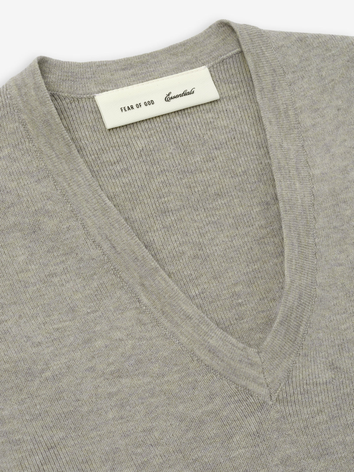 Fear of God Essentials Women's Rib Knit V-Neck Cropped Tank Pyrite Heather