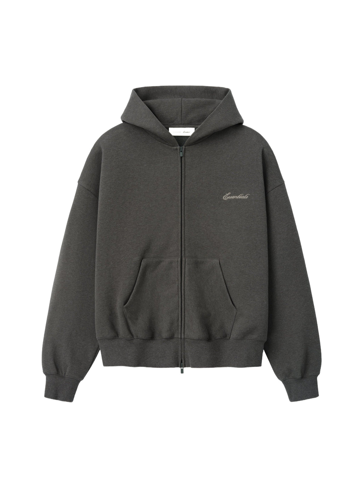 Fear of God Essentials Signature Classic Zip Up Hoodie Ash Heather