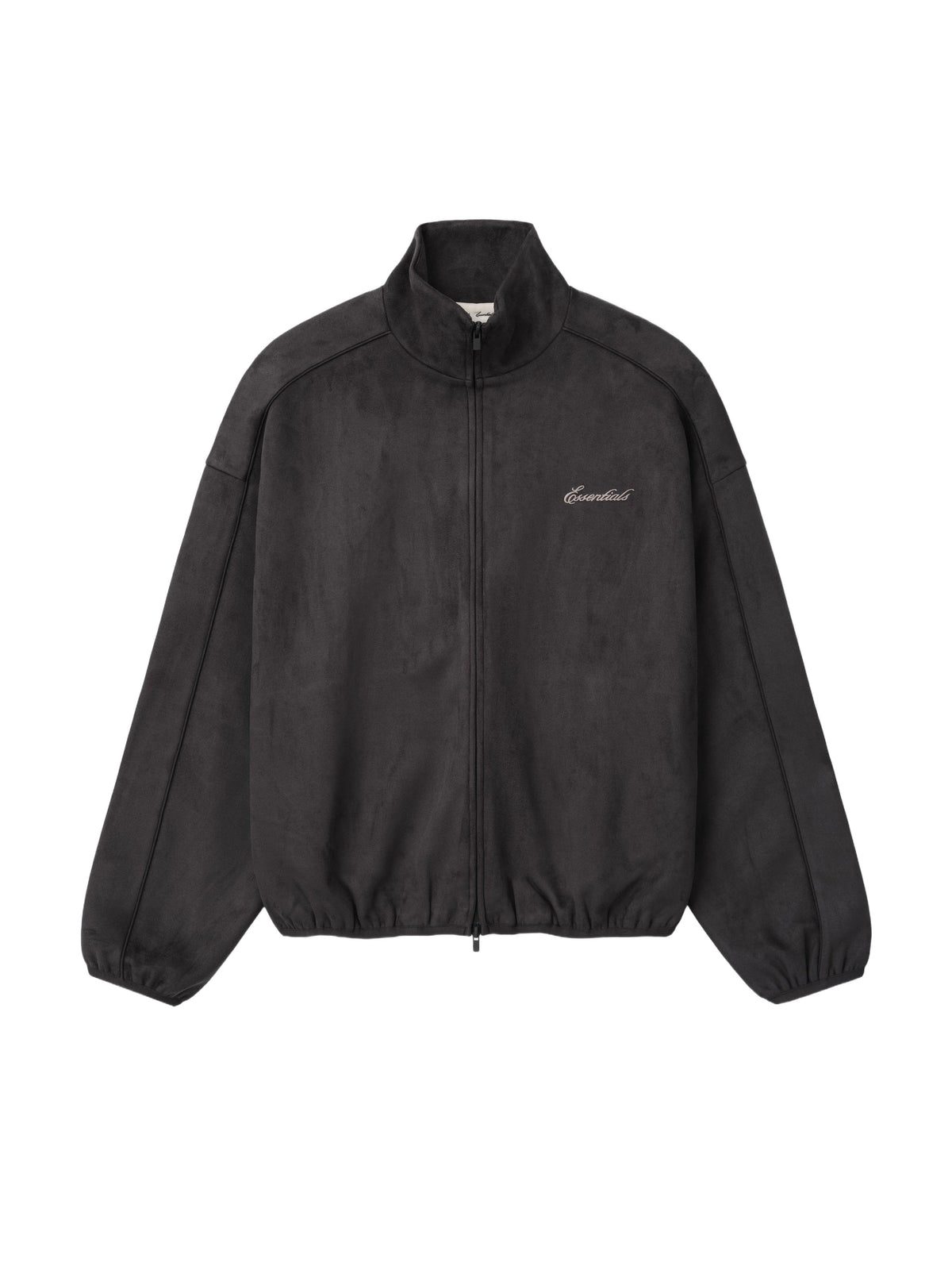 Fear of God Essentials Suede Fleece Signature Modern Track Jacket W/ Piping Ink Black