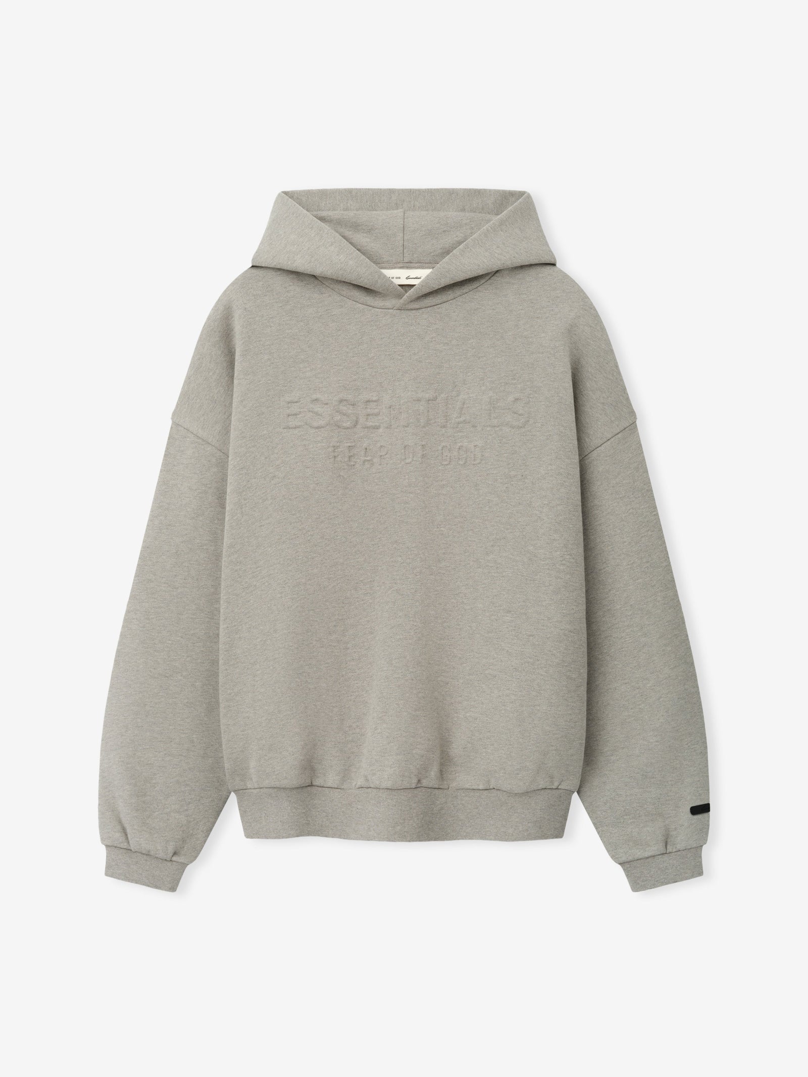 Fear of God Essentials Embossed FW26 90s Relaxed Hoodie Warm Heather - Im Your Wardrobe