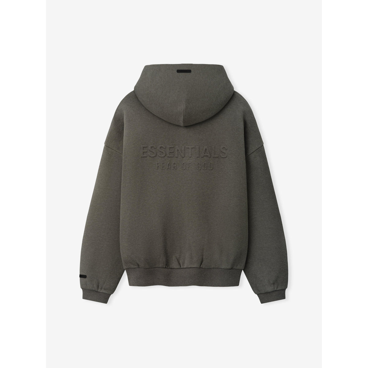 Fear of God Essentials Embossed FW26 90s Relaxed Zip-Up Hoodie Warm Heather - Im Your Wardrobe