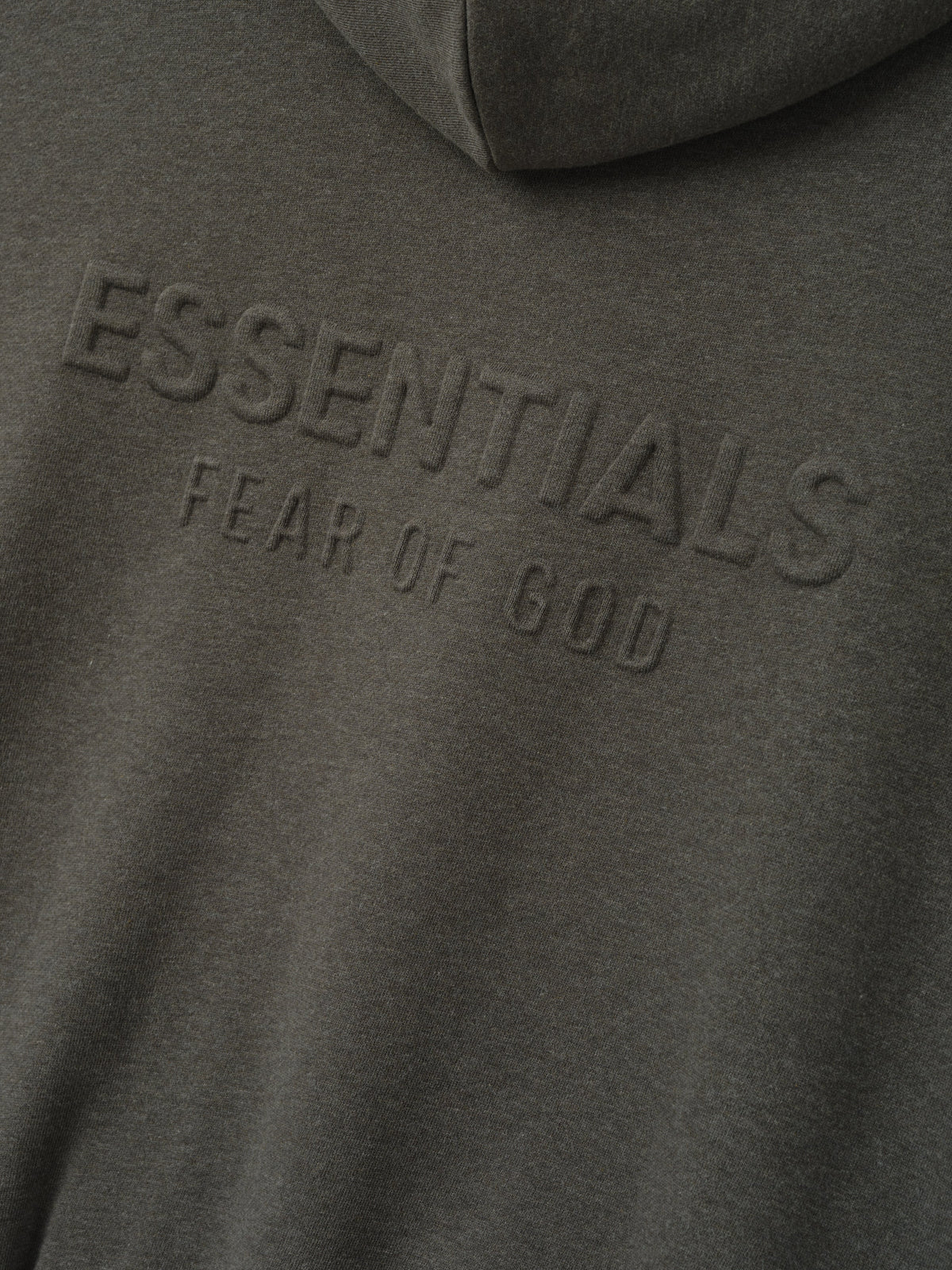 Fear of God Essentials Embossed FW26 90s Relaxed Zip-Up Hoodie Warm Heather - Im Your Wardrobe