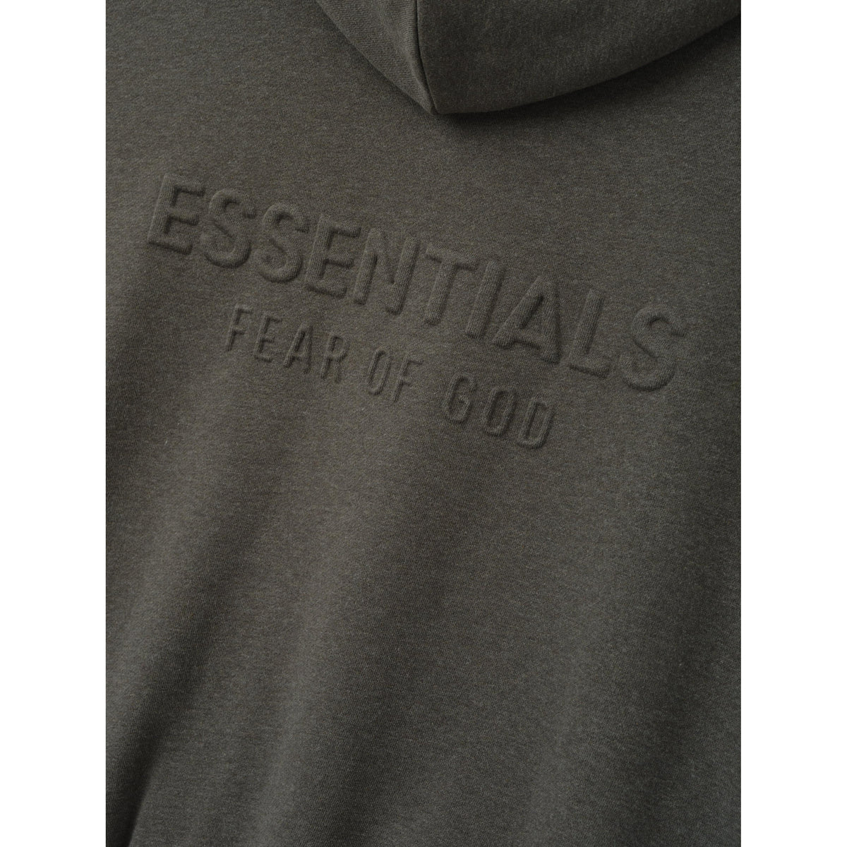 Fear of God Essentials Embossed FW26 90s Relaxed Zip-Up Hoodie Warm Heather - Im Your Wardrobe