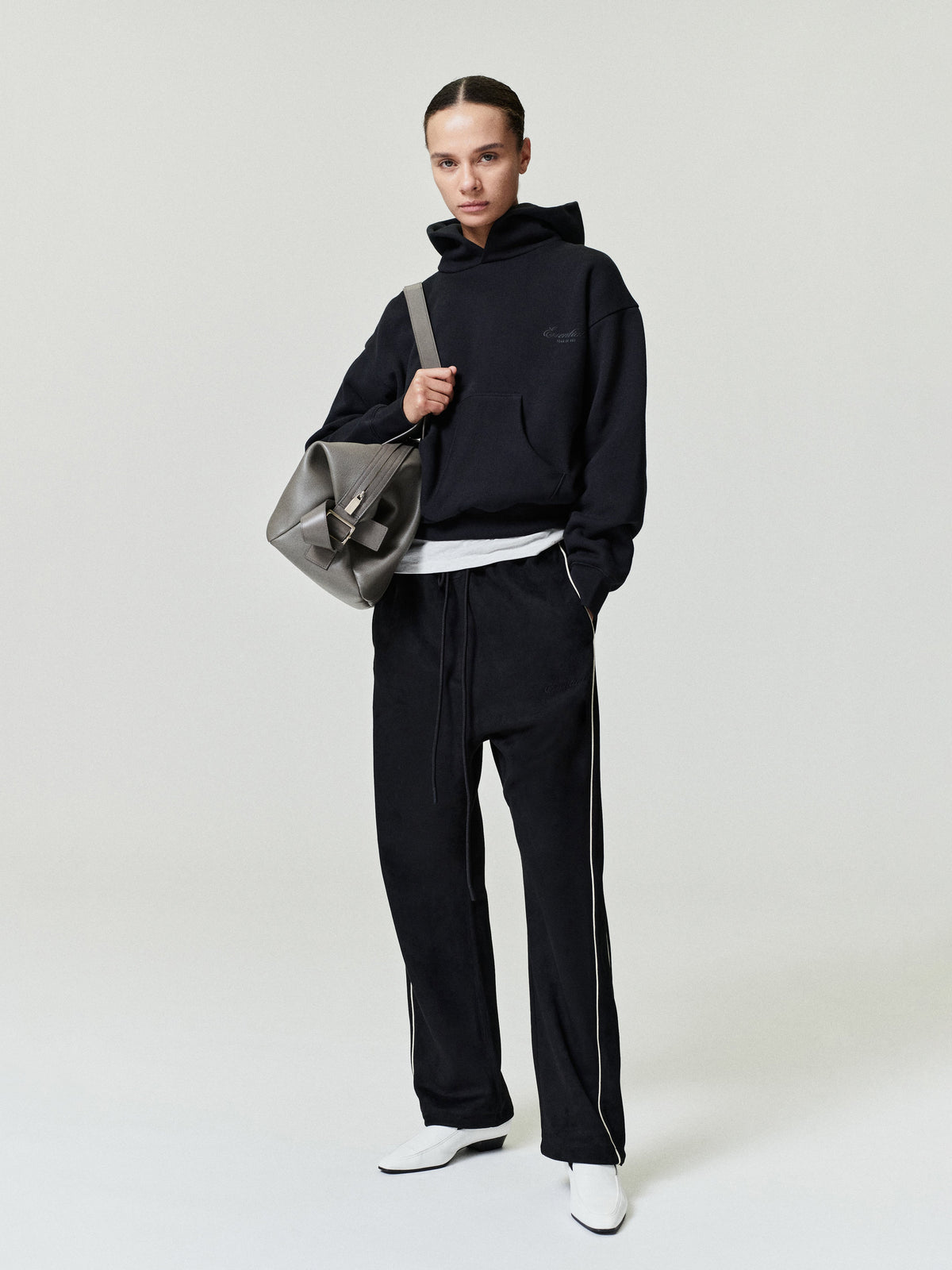 Fear of God Essentials Women's Suede Fleece Signature Relaxed Pant Vintage Black