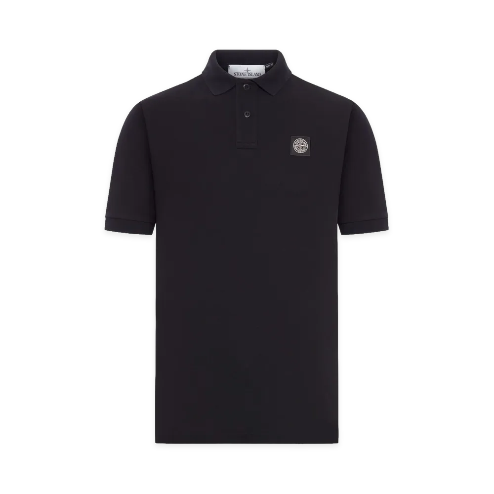Stone Island Stretch Pique Patch Logo Polo Shirt Black