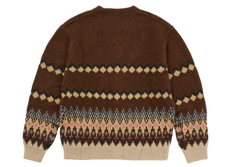 Supreme Metallic Fair Isle Cardigan Brown