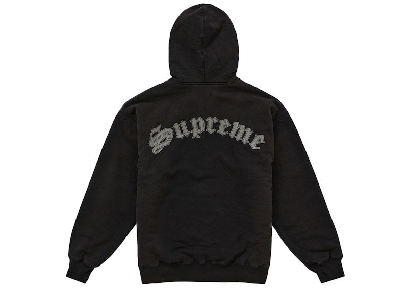 Supreme Shearling Lined Zip Up Hooded Sweatshirt Black