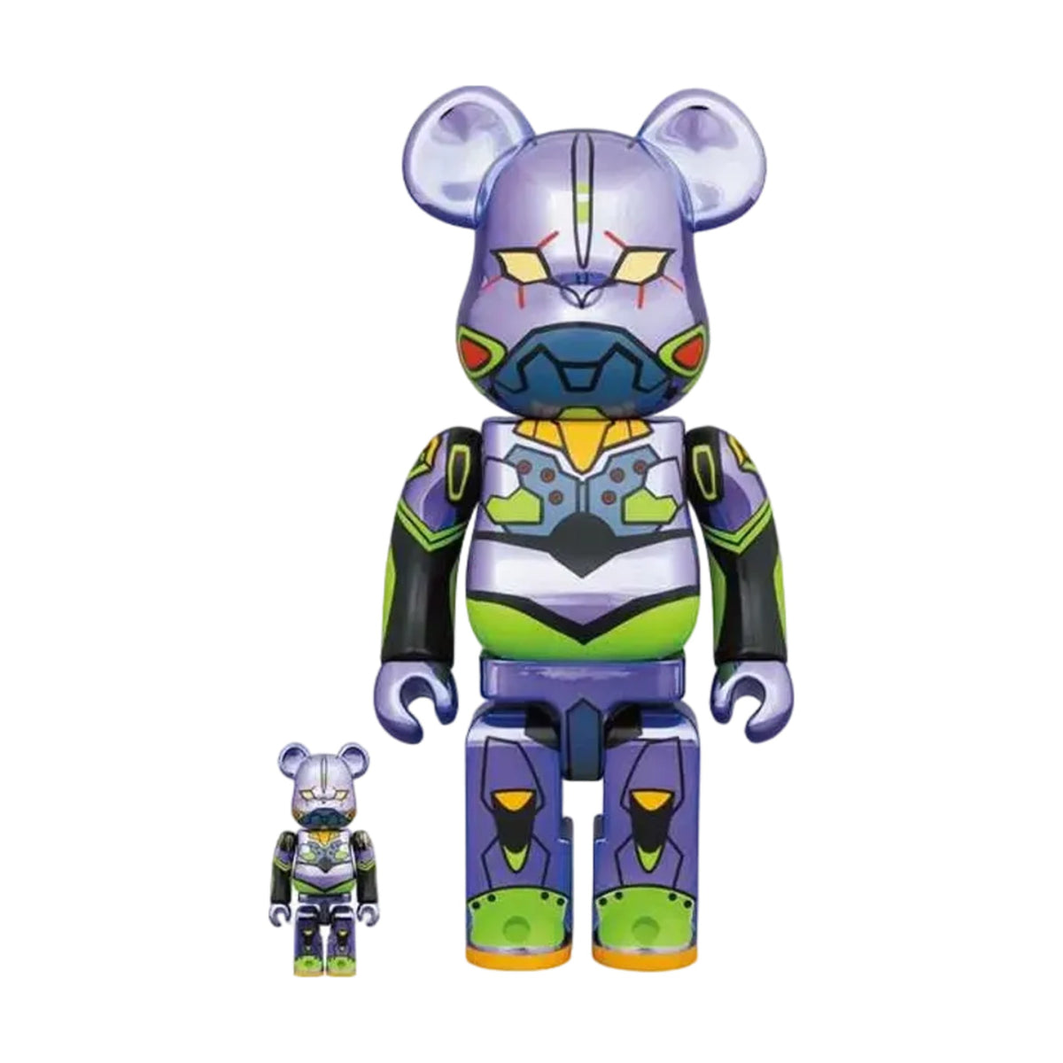 BE@RBRICK Evangelion Unit-01 Chrome 100% & 400% Set front