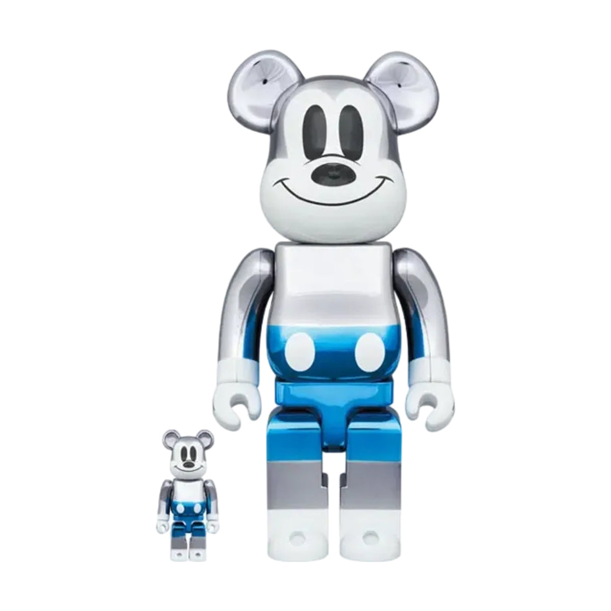 BE@RBRICK fragmentdesign Mickey Mouse Blue 100% & 400% Set front
