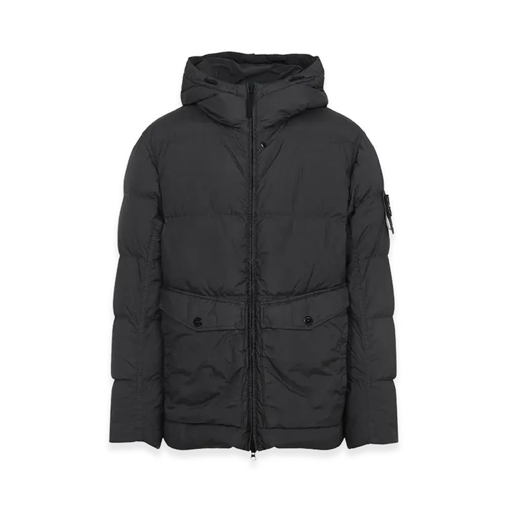 Stone Island Crinkle Reps Hooded Down Jacket Grey