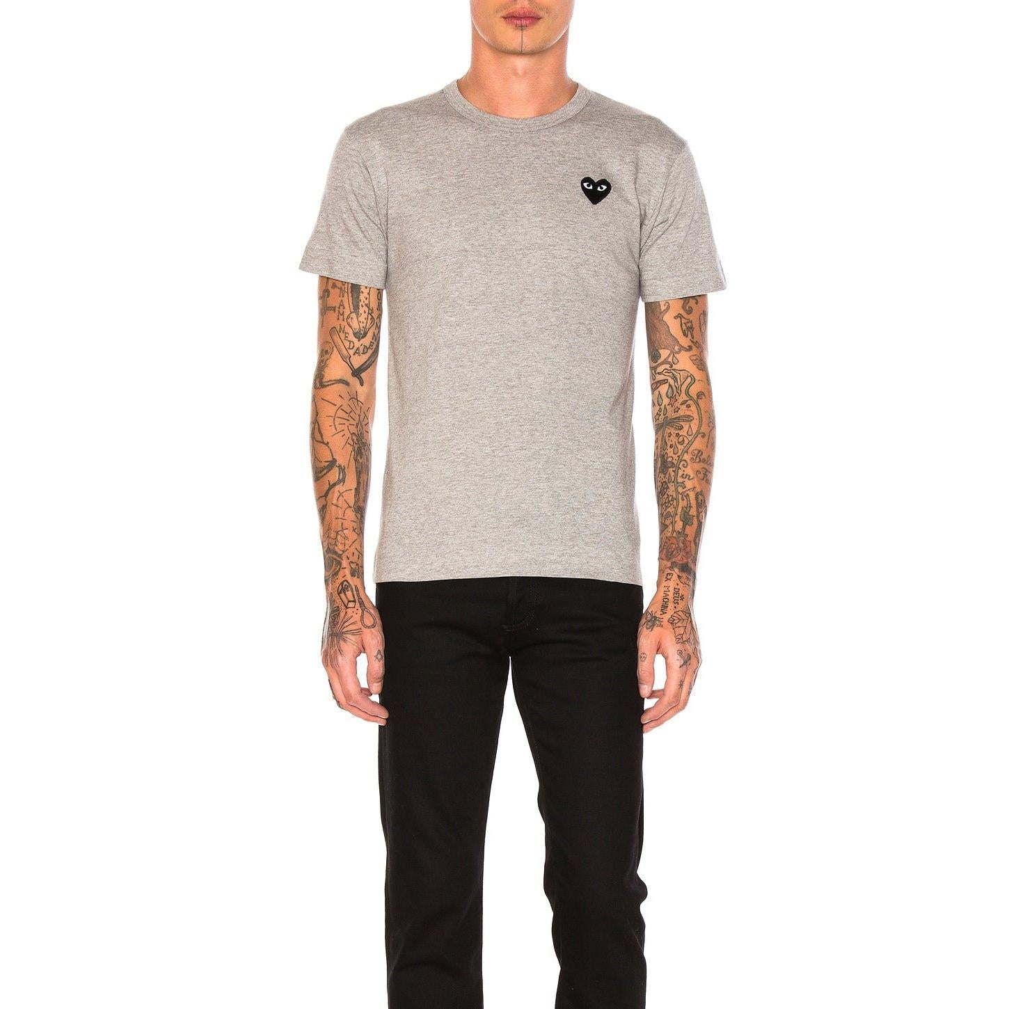 Comme des Garcons PLAY Black Emblem Cotton Tee Grey - Im Your Wardrobe