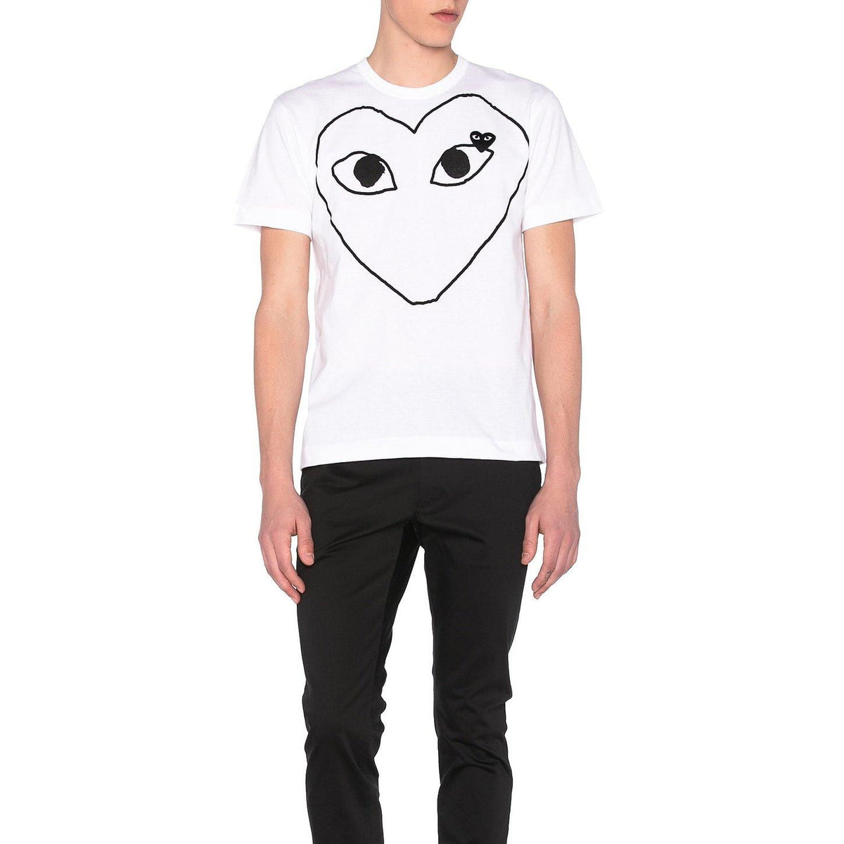 Comme des Garcons PLAY Black Emblem Cotton Tee White - Im Your Wardrobe