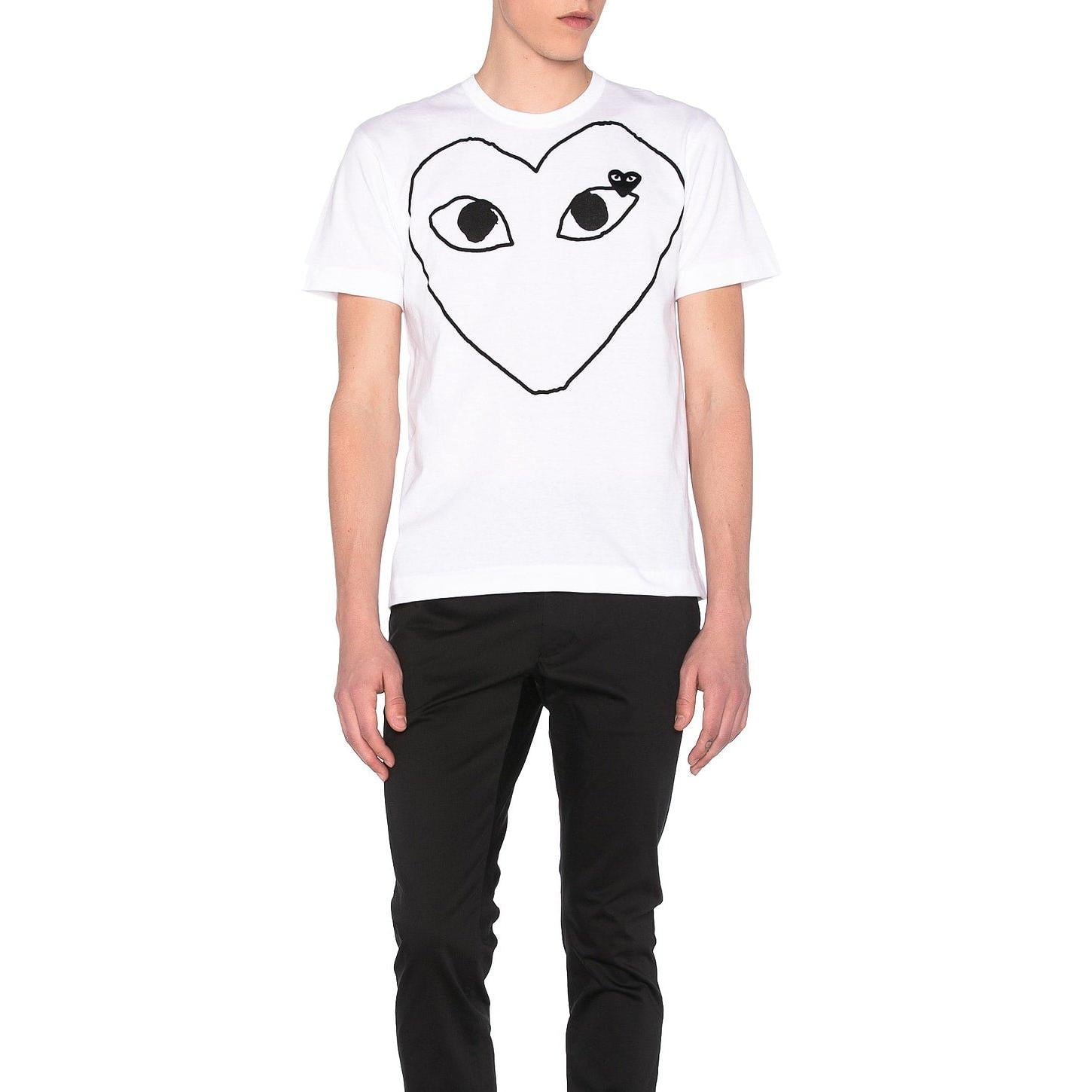 Comme des Garcons PLAY Black Emblem Cotton Tee White - Im Your Wardrobe