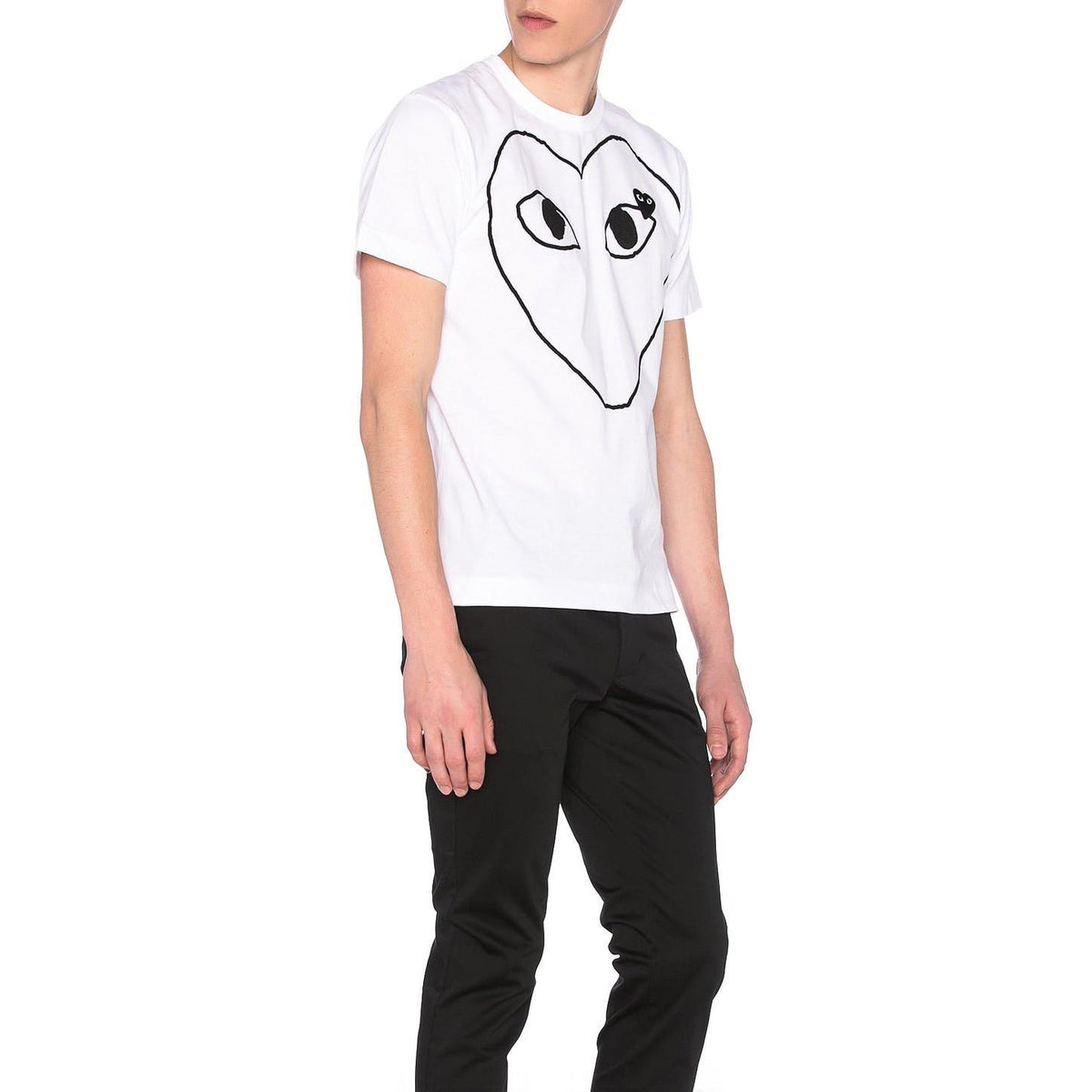 Comme des Garcons PLAY Black Emblem Cotton Tee White - Im Your Wardrobe