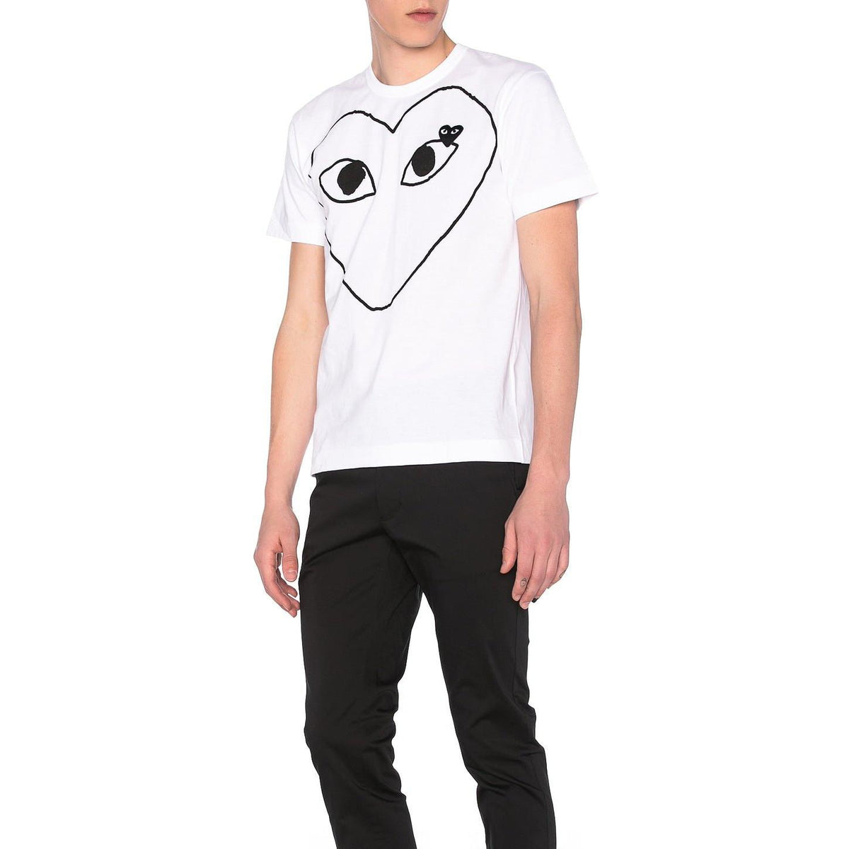 Comme des Garcons PLAY Black Emblem Cotton Tee White - Im Your Wardrobe