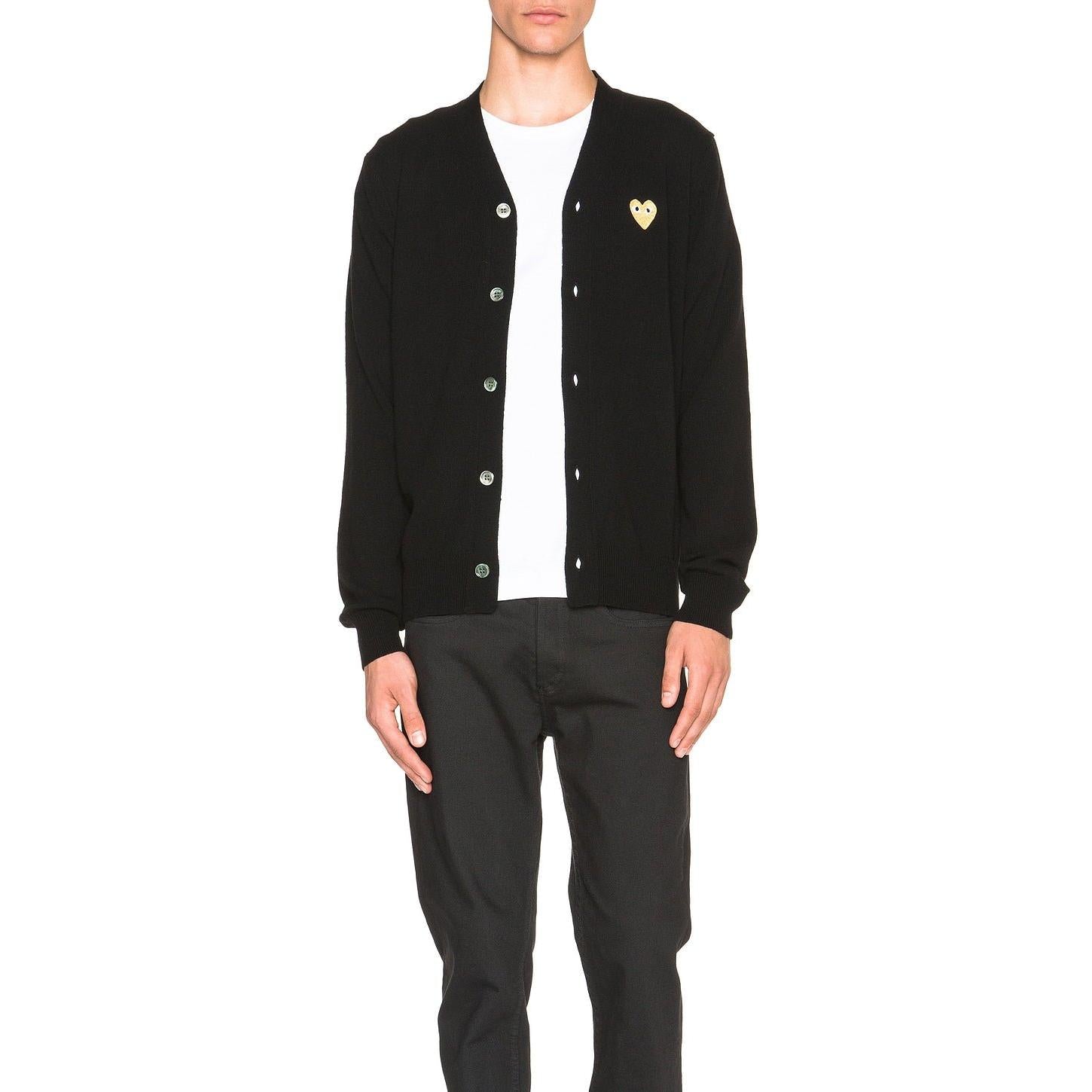 Comme des Garcons PLAY Cardigan With Gold Emblem Black - Im Your Wardrobe