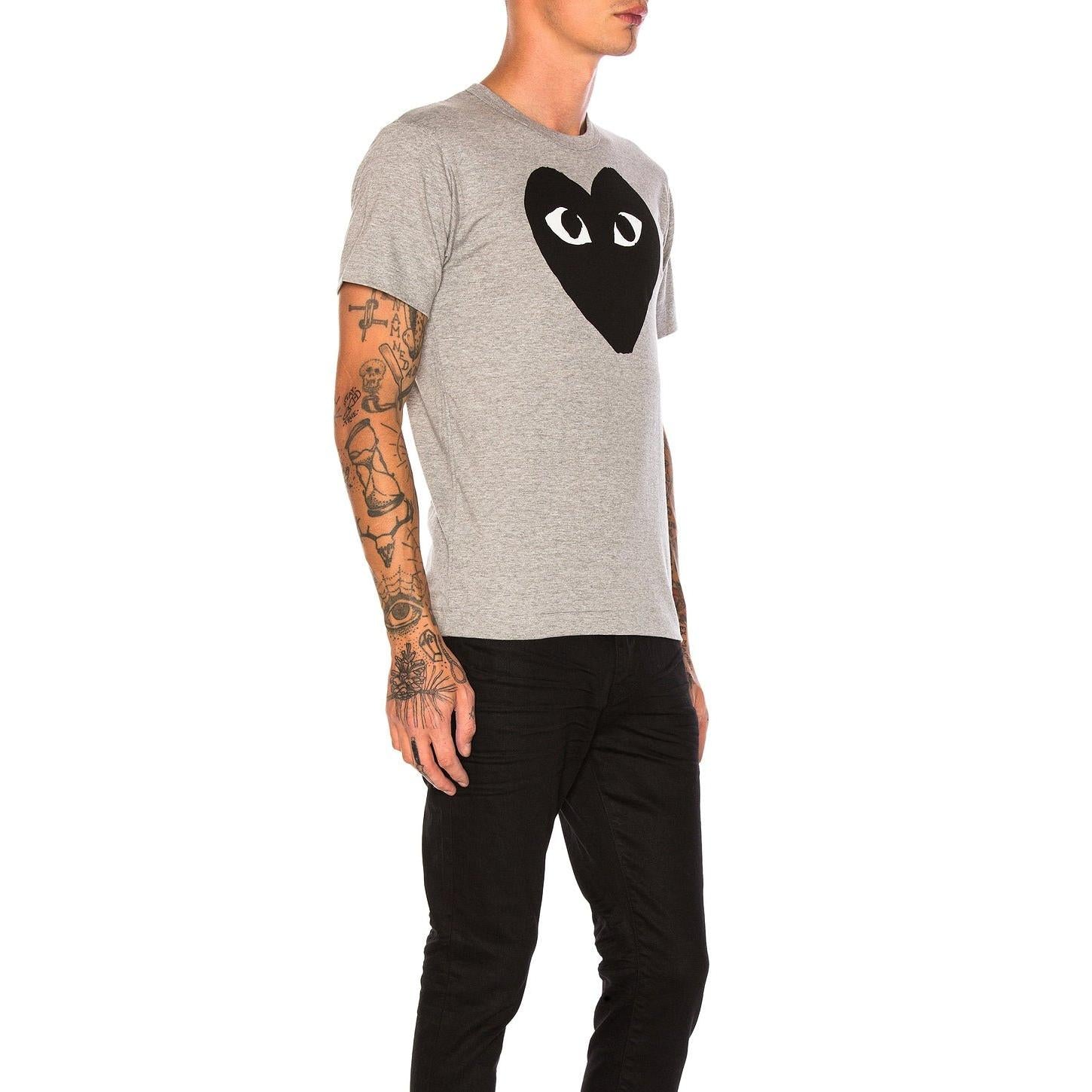 Comme des Garcons PLAY Emblem Cotton Tee Grey Black - Im Your Wardrobe