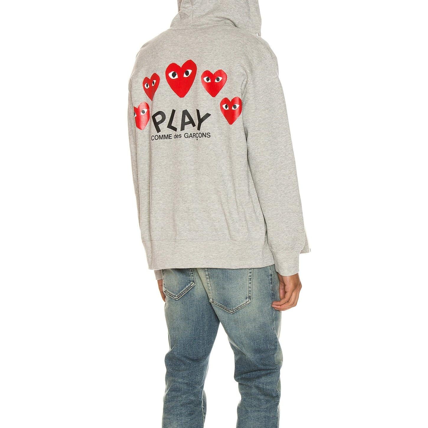 Comme des Garcons PLAY Full Zip Hoodie Grey - Im Your Wardrobe