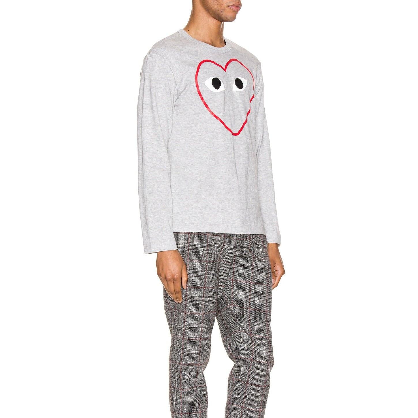 Comme des Garcons PLAY Heart Logo Long Sleeve Tee Grey - Im Your Wardrobe