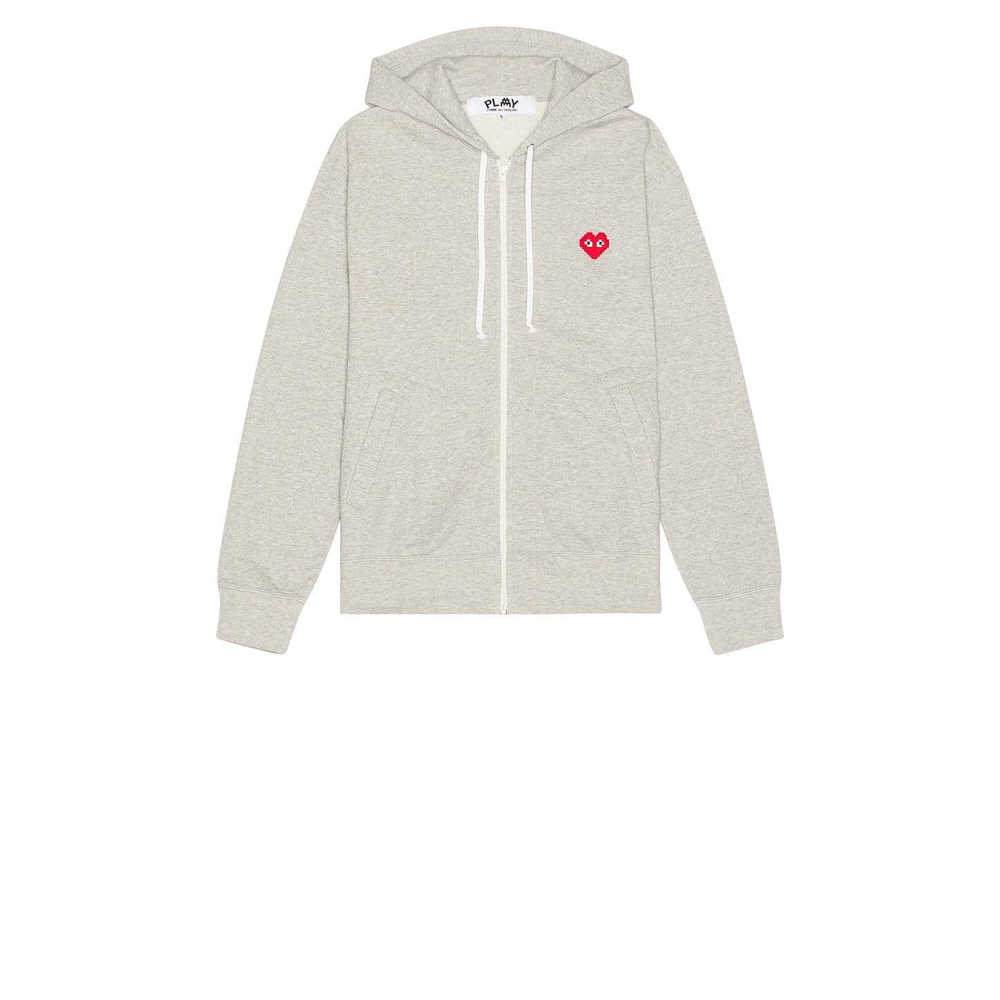 Comme des Garcons PLAY Invader Hooded Sweatshirt Grey - Im Your Wardrobe