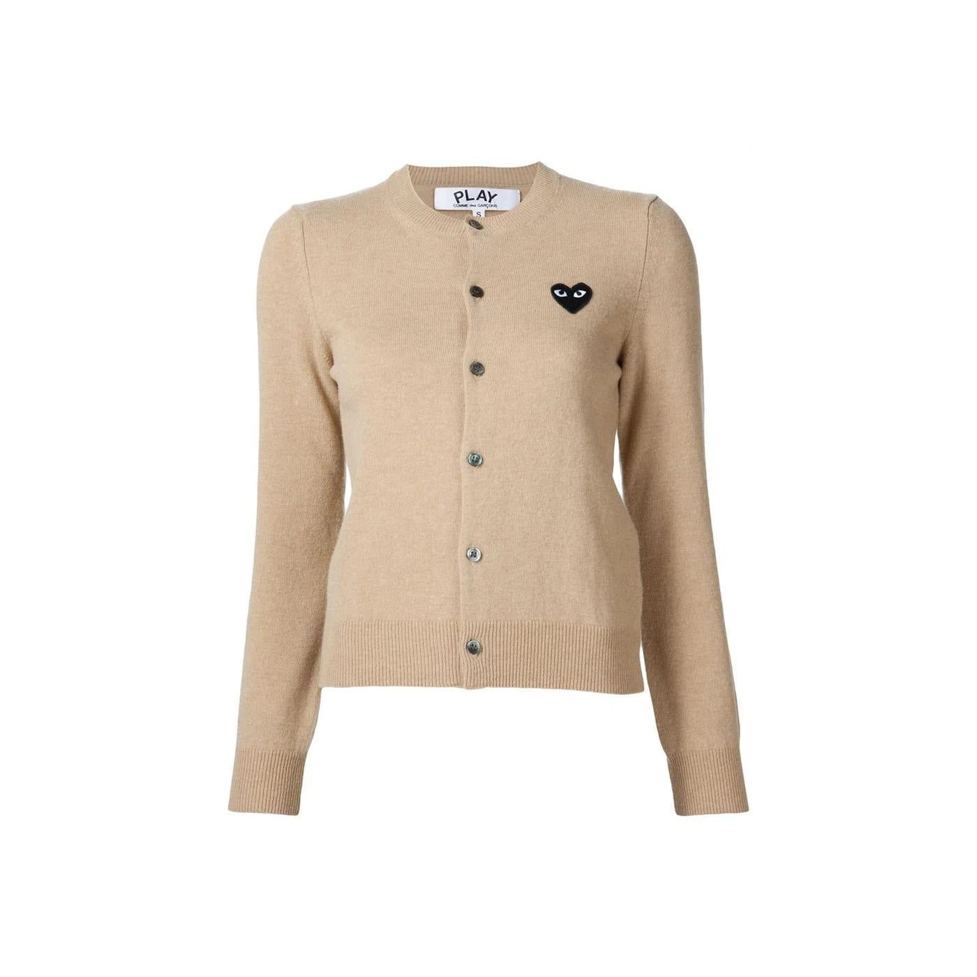 Comme des Garcons PLAY PLAY Red Heart Cardigan Camel - Im Your Wardrobe