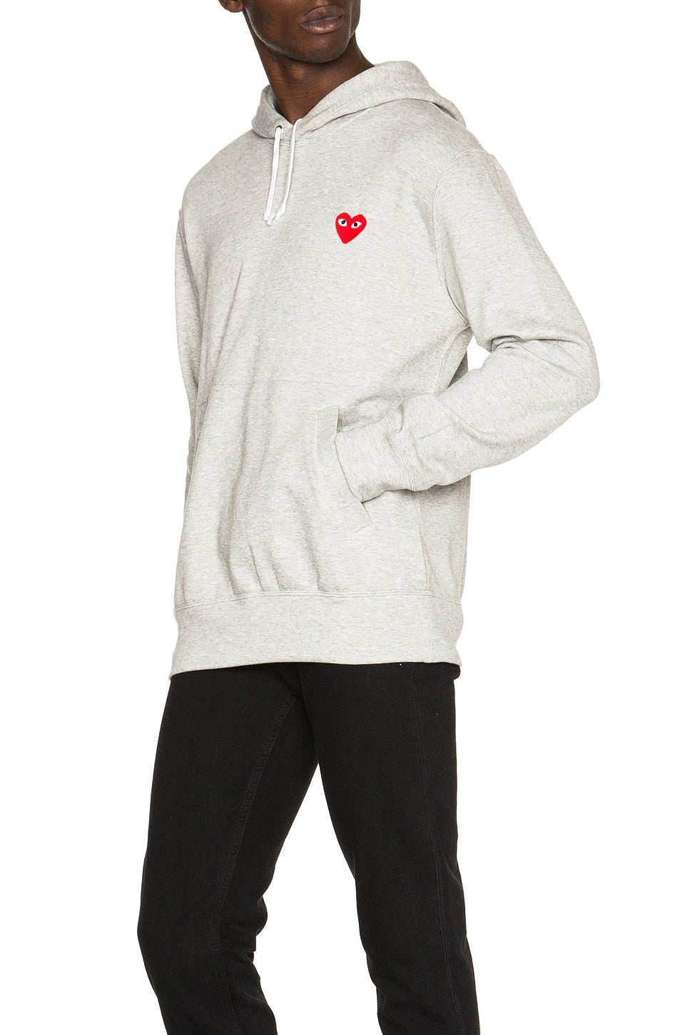 Comme des Garcons PLAY Red Emblem Cotton Hoodie Grey - Im Your Wardrobe
