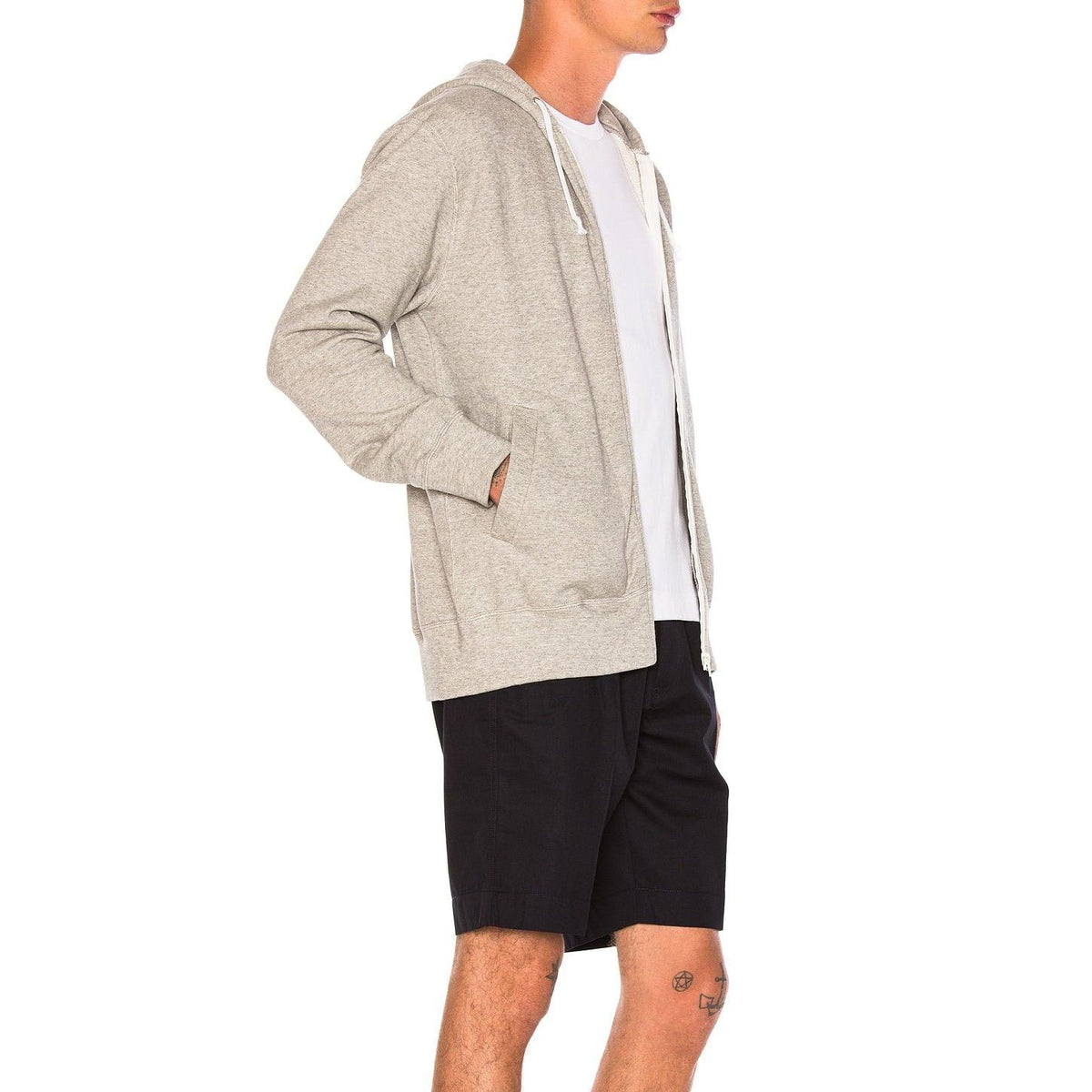 Comme des Garcons PLAY Red Emblem Zip Cotton Hoodie Grey - Im Your Wardrobe