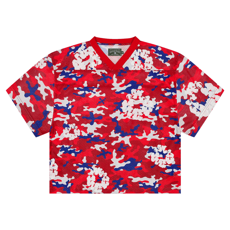 Denim Tears Camo Cotton Wreath Mesh Football Top Red - Im Your Wardrobe