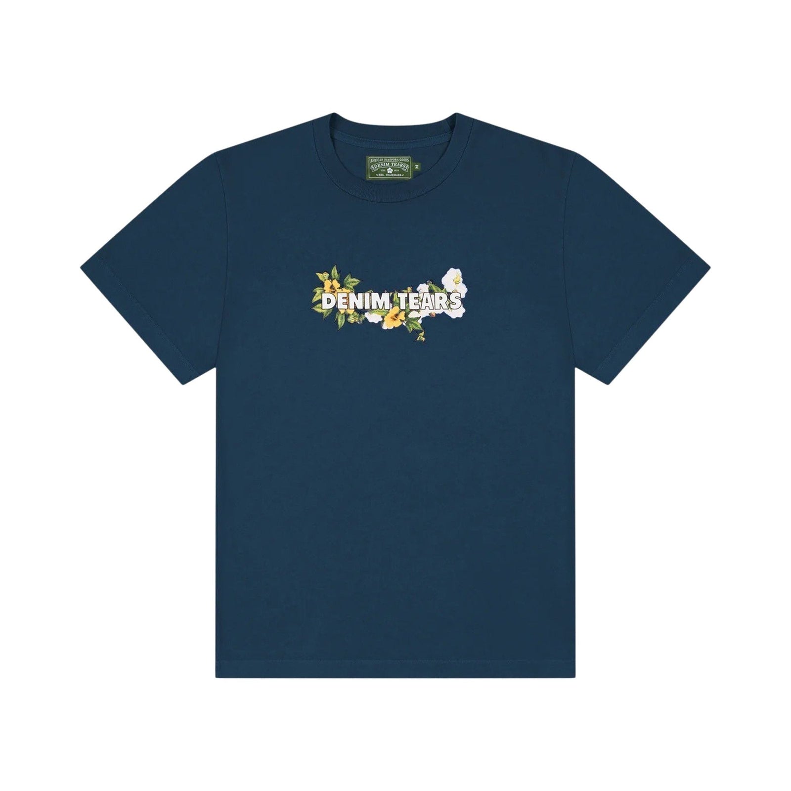 Denim Tears Cotton Floral Logo Tee Navy - Im Your Wardrobe