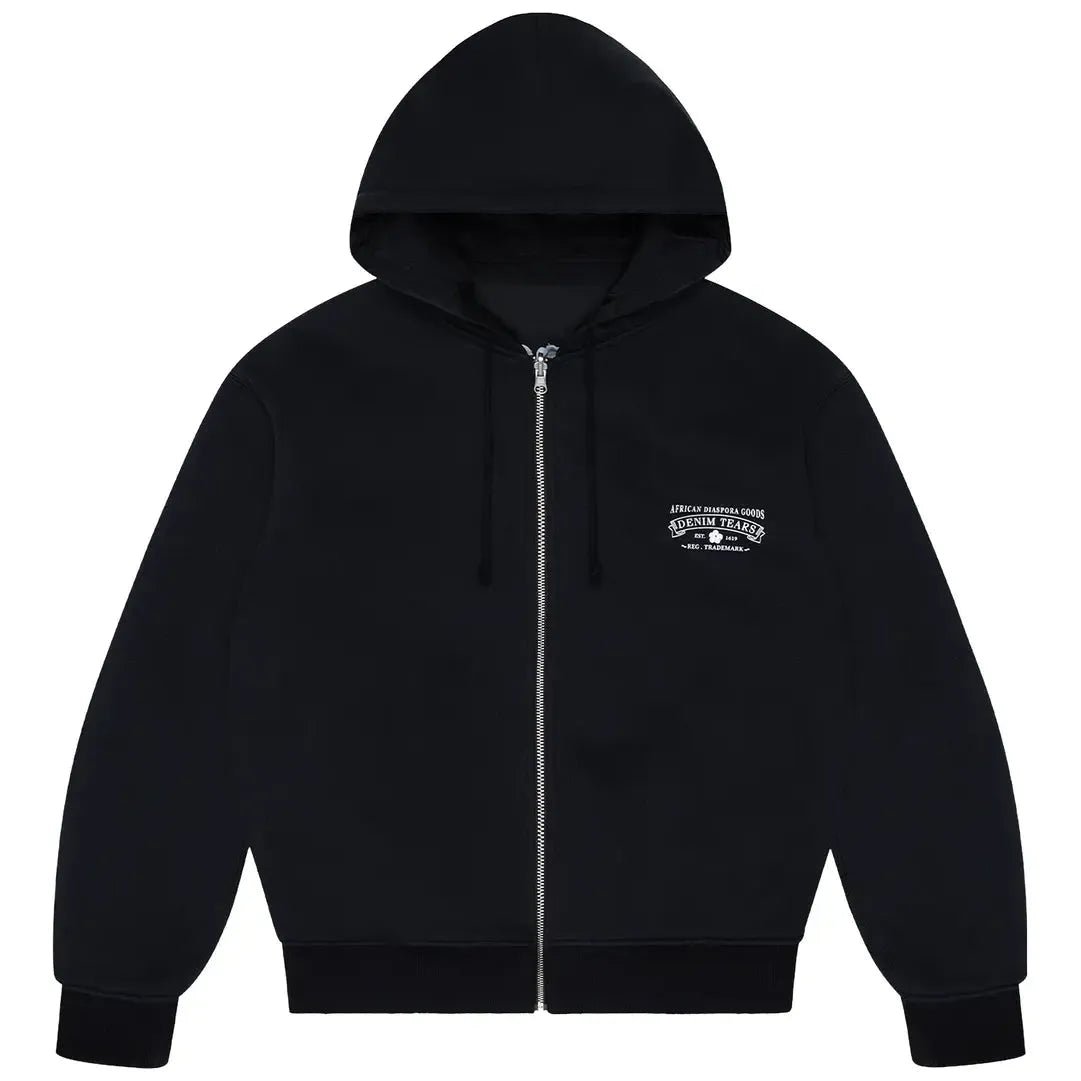 Denim Tears Crown of Cotton & Black Madonna Reversible Zip Hoodie Black - Im Your Wardrobe