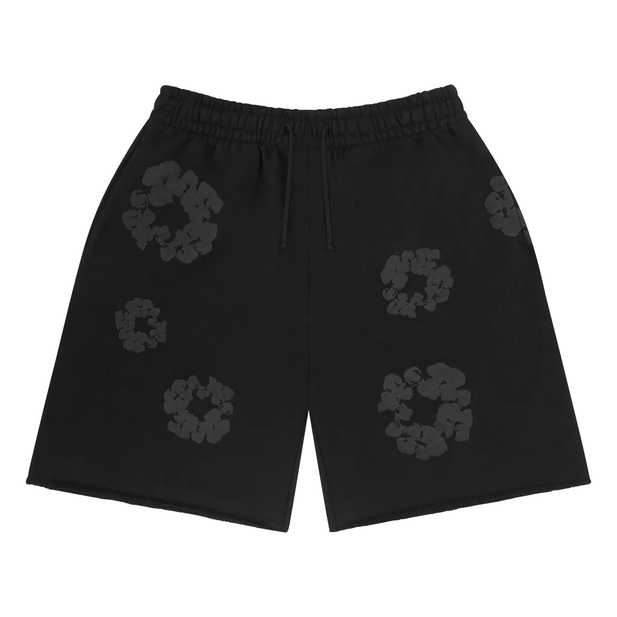 Denim Tears Faded Mono Cotton Wreath Sweatshorts Black - Im Your Wardrobe