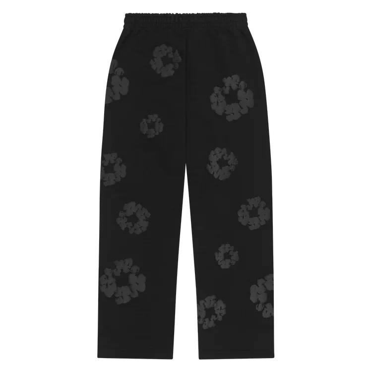 Denim Tears Mono Cotton Wreath Baggy Sweatpants Black - Im Your Wardrobe
