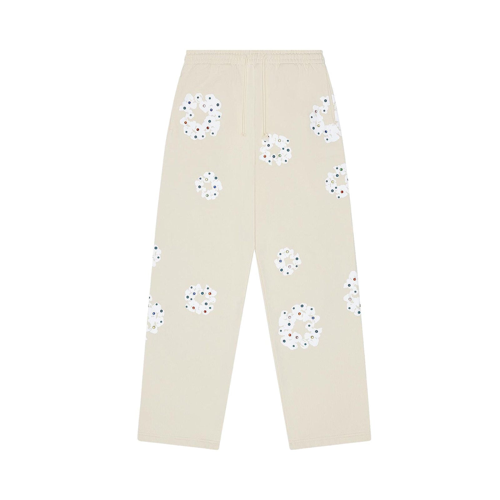 Denim Tears Rhinestone Cotton Wreath Sweatpants Oatmeal - Im Your Wardrobe