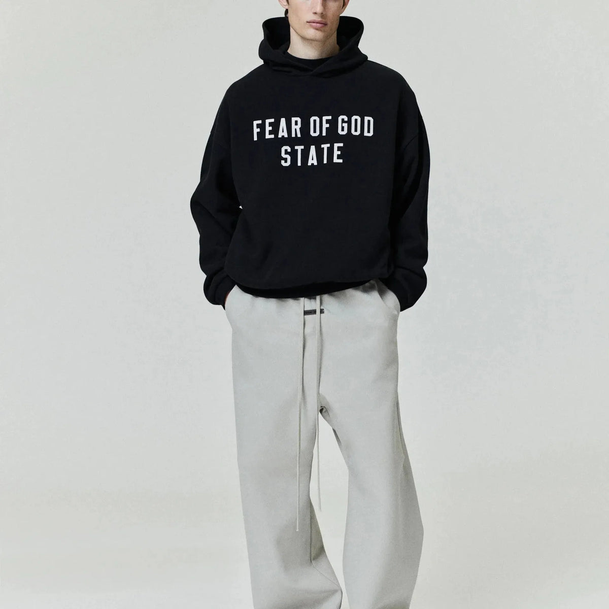 Fear of God Essentials 90's Fleece Hoodie Jet Black - Im Your Wardrobe