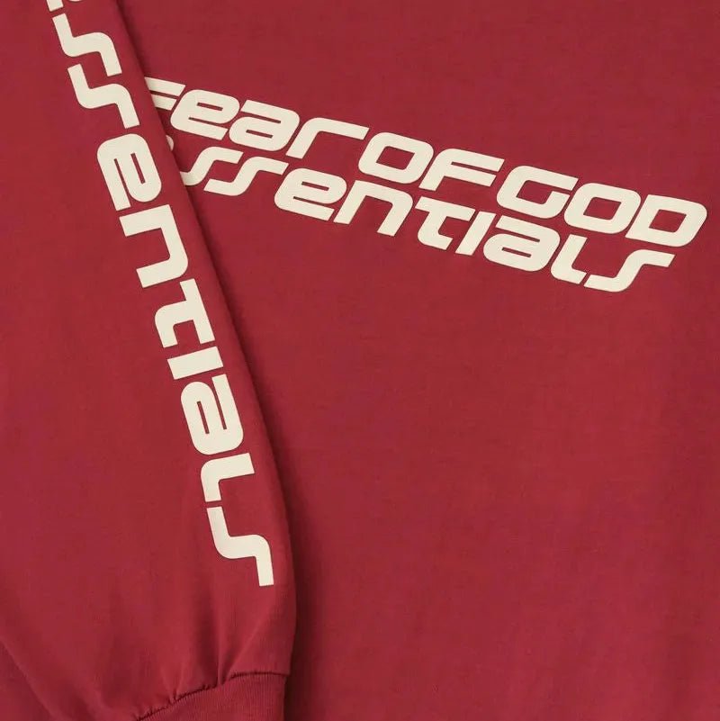 Fear of God Essentials 90s Long Sleeve Tee Crimson - Im Your Wardrobe