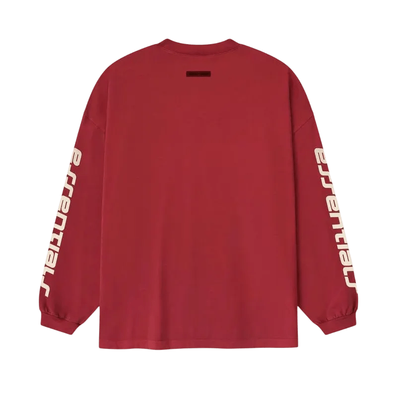 Fear of God Essentials 90s Long Sleeve Tee Crimson - Im Your Wardrobe