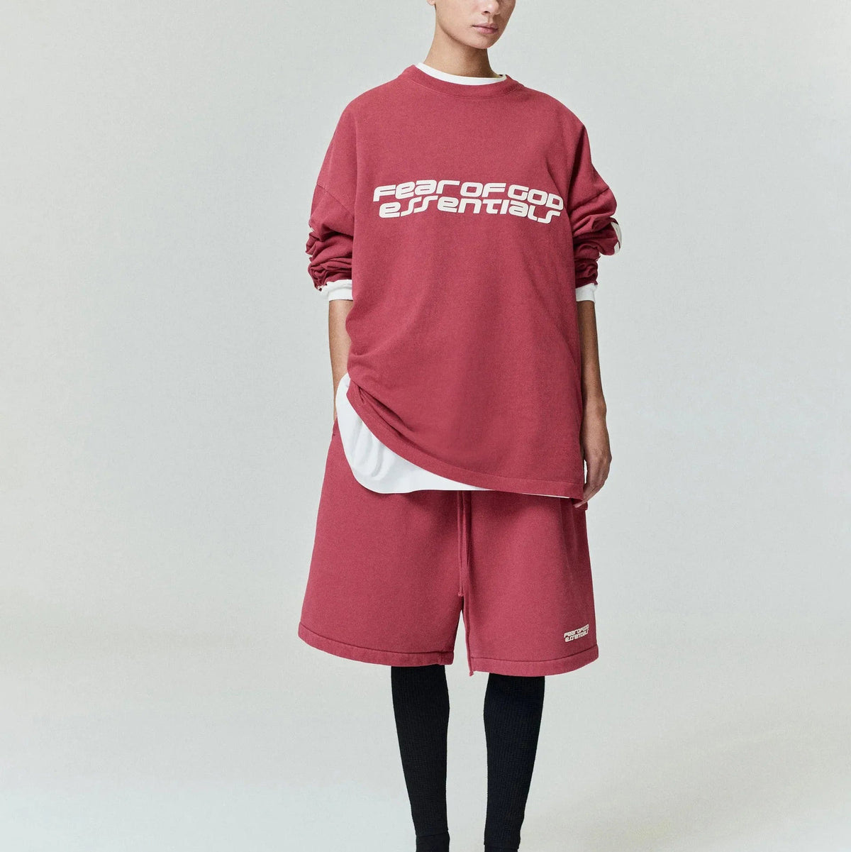 Fear of God Essentials 90s Long Sleeve Tee Crimson - Im Your Wardrobe