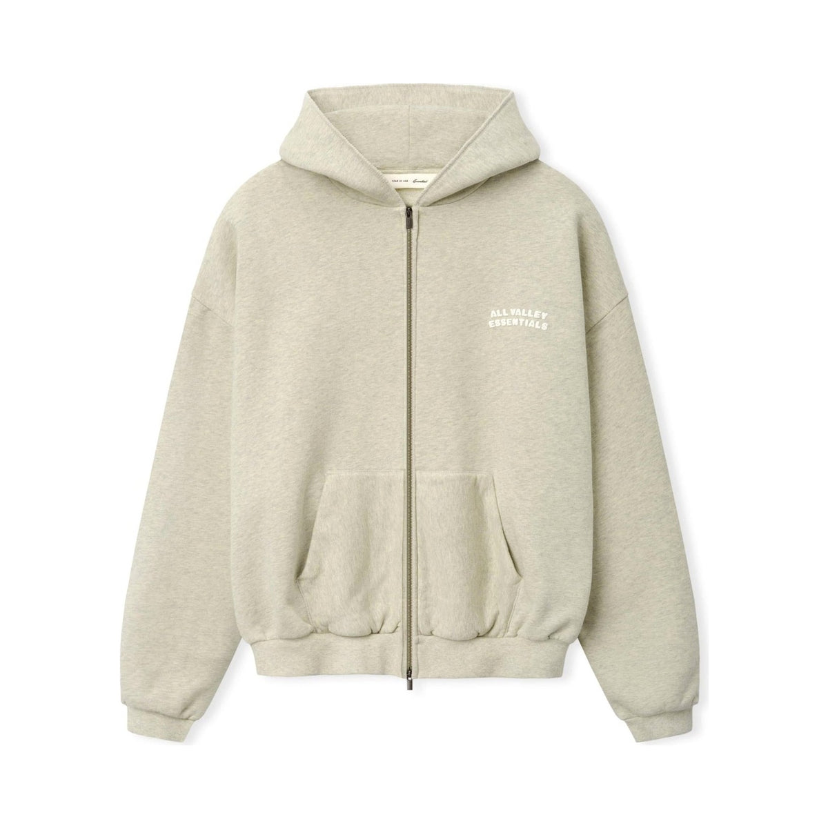 Fear of God Essentials 90s Zip-Up Hoodie Washed Vanilla Heather - Im Your Wardrobe