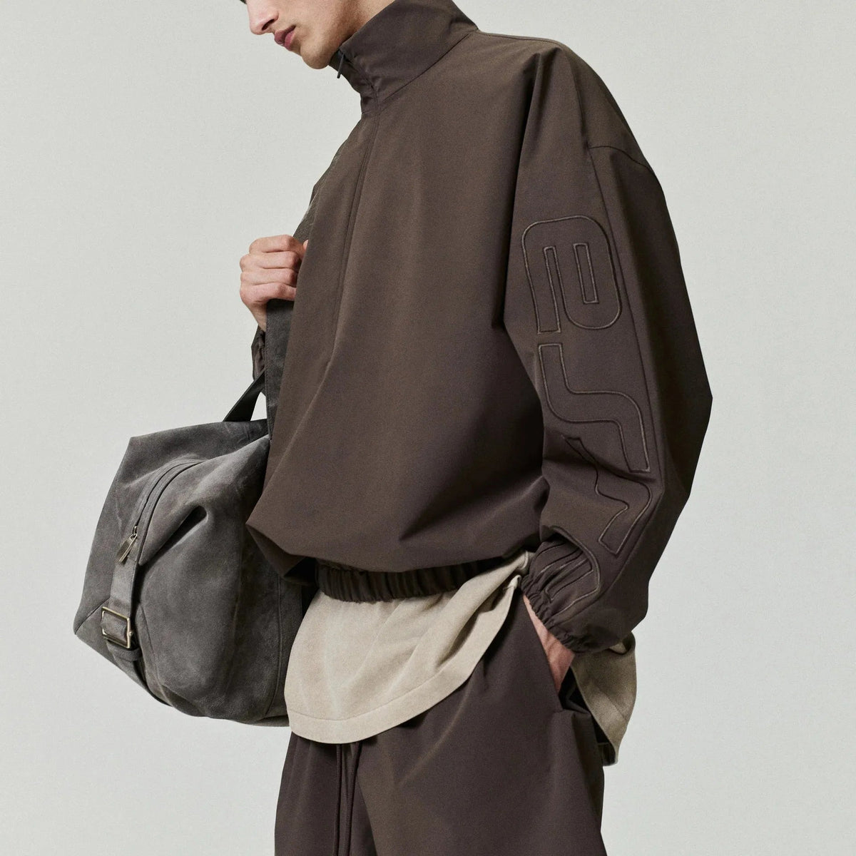Fear Of God Essentials Active Trace Half Zip Track Jacket Brown - Im Your Wardrobe
