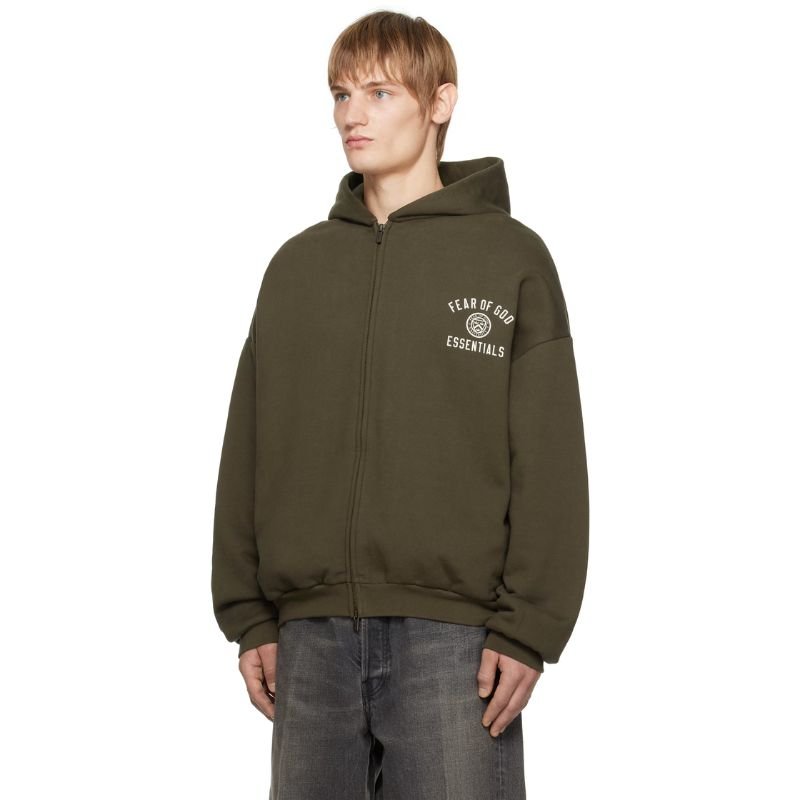 Fear of God Essentials Brown Heavy Fleece Fullzip Hoodie - Im Your Wardrobe
