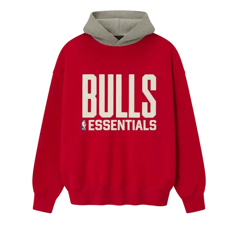 Fear of God Essentials Bulls Sport Hoodie Red/Concrete Heather - Im Your Wardrobe