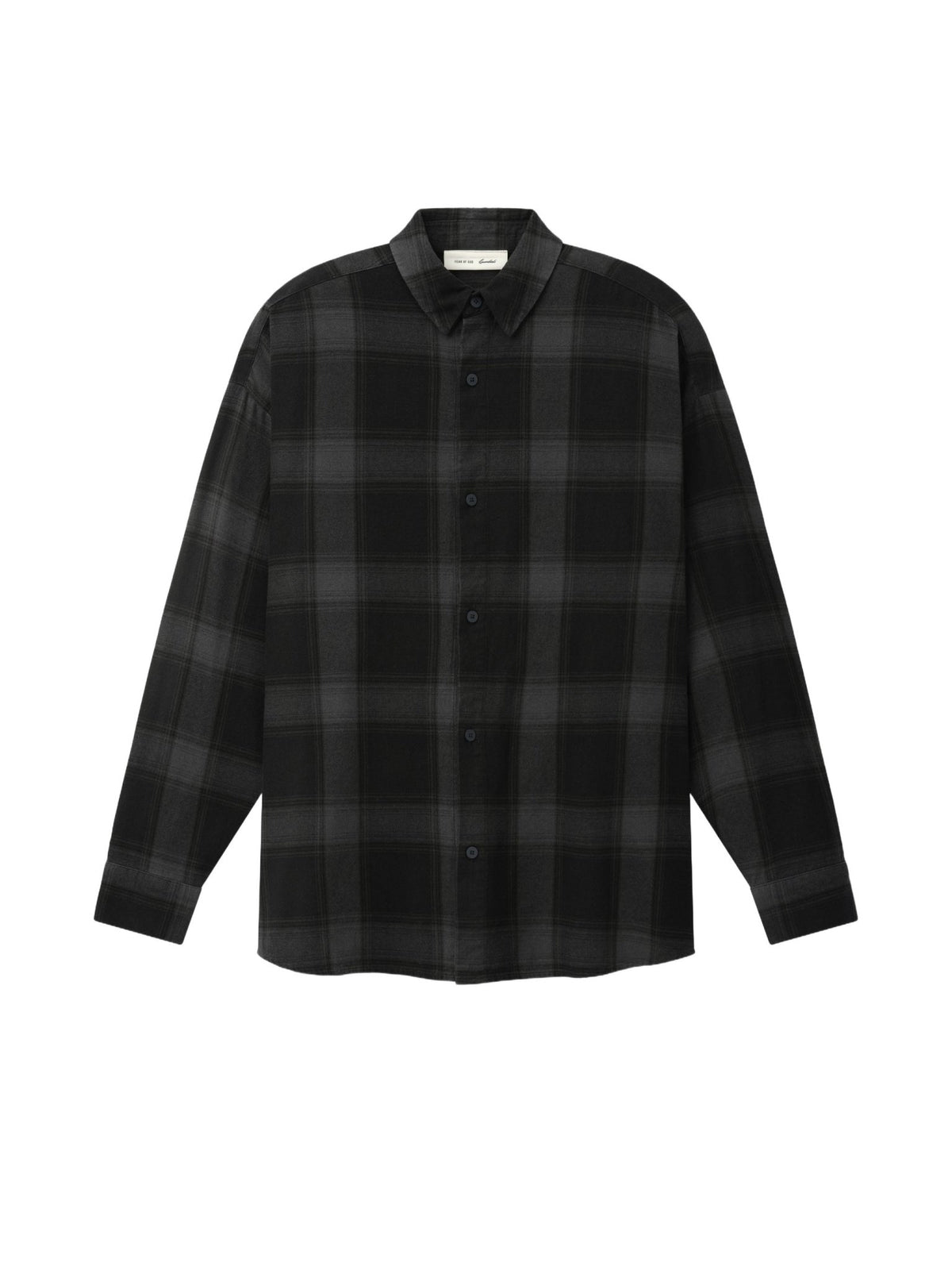 Fear of God Essentials Button Down Shirt Overdyed Vintage Black Plaid - Im Your Wardrobe